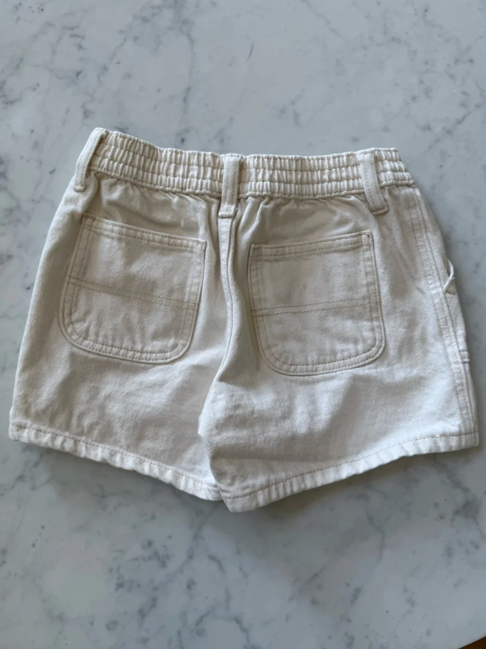 Old Navy Girls White Denim Shorts Size 8 Elastic Waist Pockets